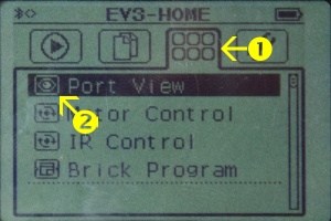 Режим "Port View" модуля EV3  